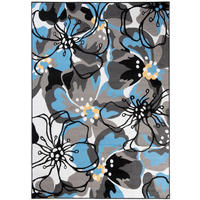 TEPPICH MAYA Blau Floral Blumen 80/150 cm - Blau, Textil (80/150cm) - Tapiso