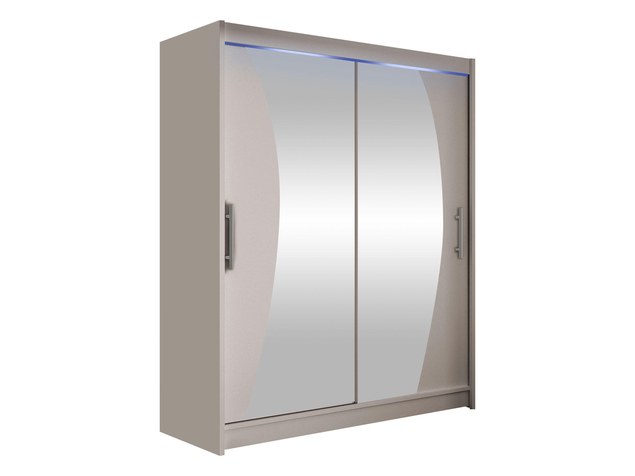 SCHWEBETÜRENSCHRANK Westa X, mit RGB LED Beleuchtung - Kaschmir/Silberfarben, Holzwerkstoff/Metall (150/200/58cm) - MIRJAN24