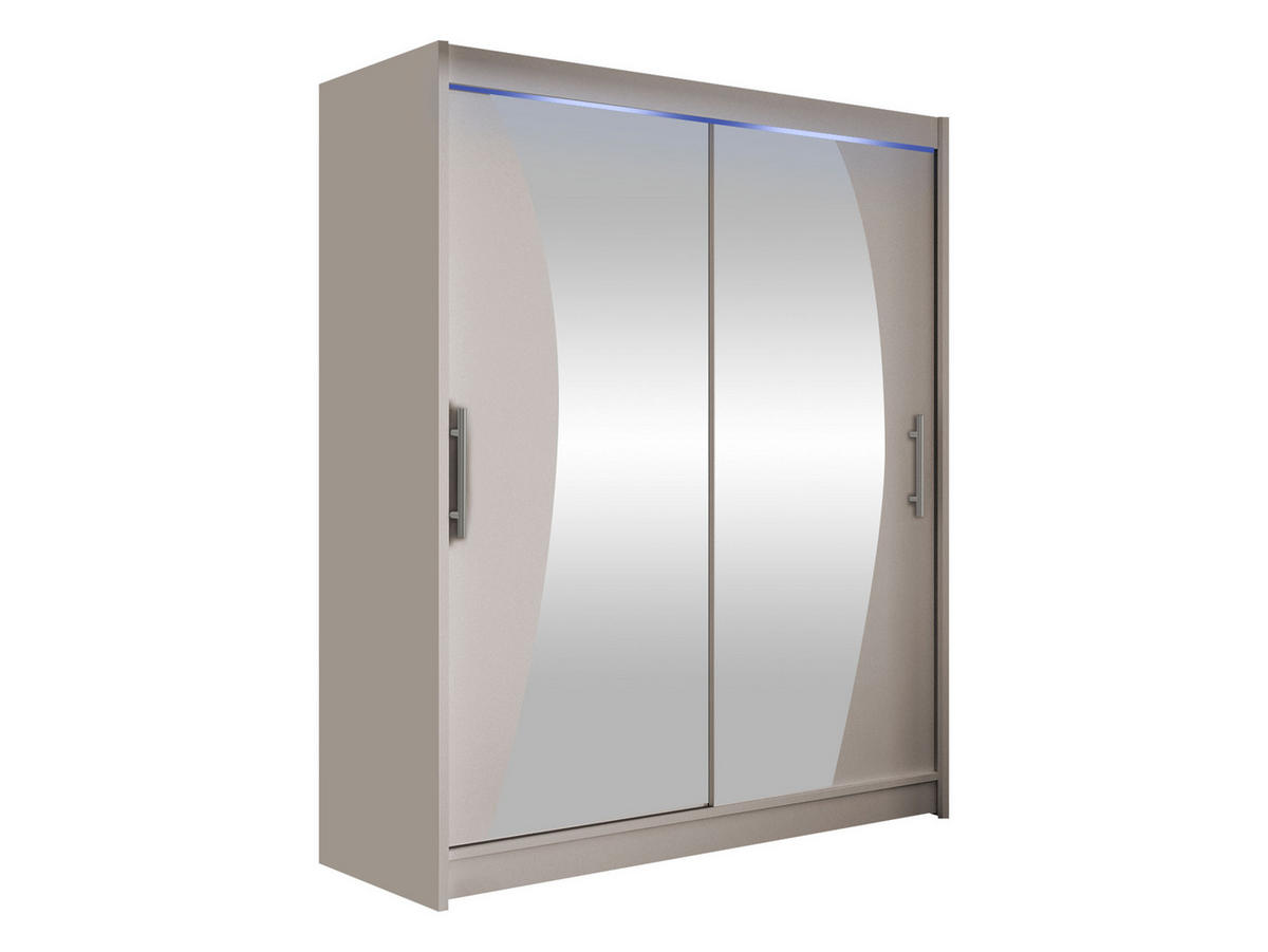 SCHWEBETÜRENSCHRANK Westa X, mit RGB LED Beleuchtung - Kaschmir/Silberfarben, Holzwerkstoff/Metall (150/200/58cm) - MIRJAN24