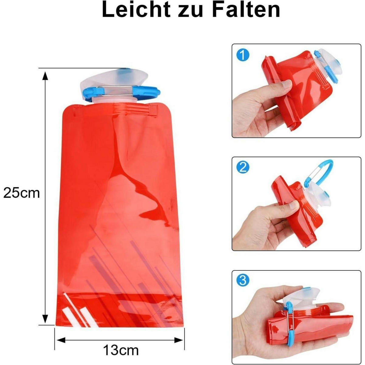 TRINKFLASCHE 2-teiliges Set faltbar 700 ml - Multicolor, Kunststoff (13/26cm)