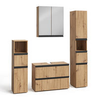 BADMÖBEL-SET Torren Artisan 4 Teile - Hellgrau, Holzwerkstoff (80/58/35cm) - Vicco