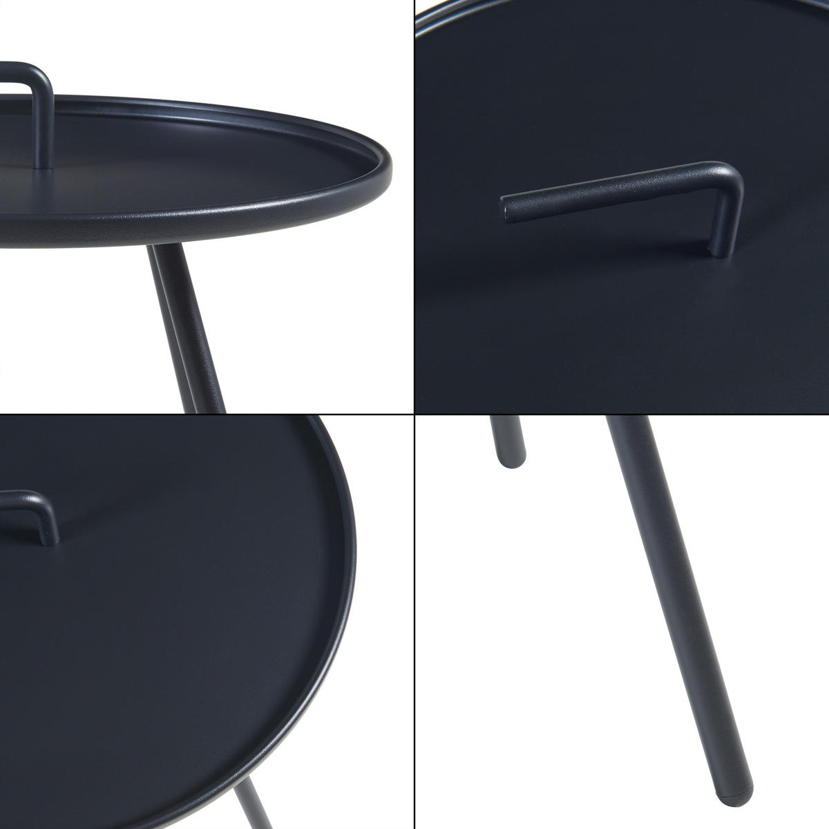 GARTEN-BEISTELLTISCH Fosen - Schwarz, Metall (42/42/55cm) - [en.casa]