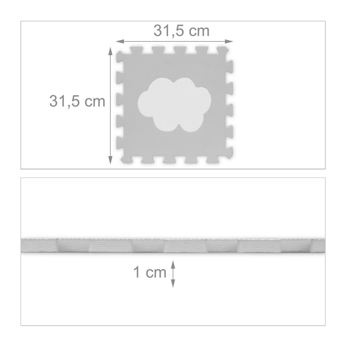 PUZZLEMATTE - Weiß/Grau, Kunststoff (31.5/31.5cm) - Relaxdays