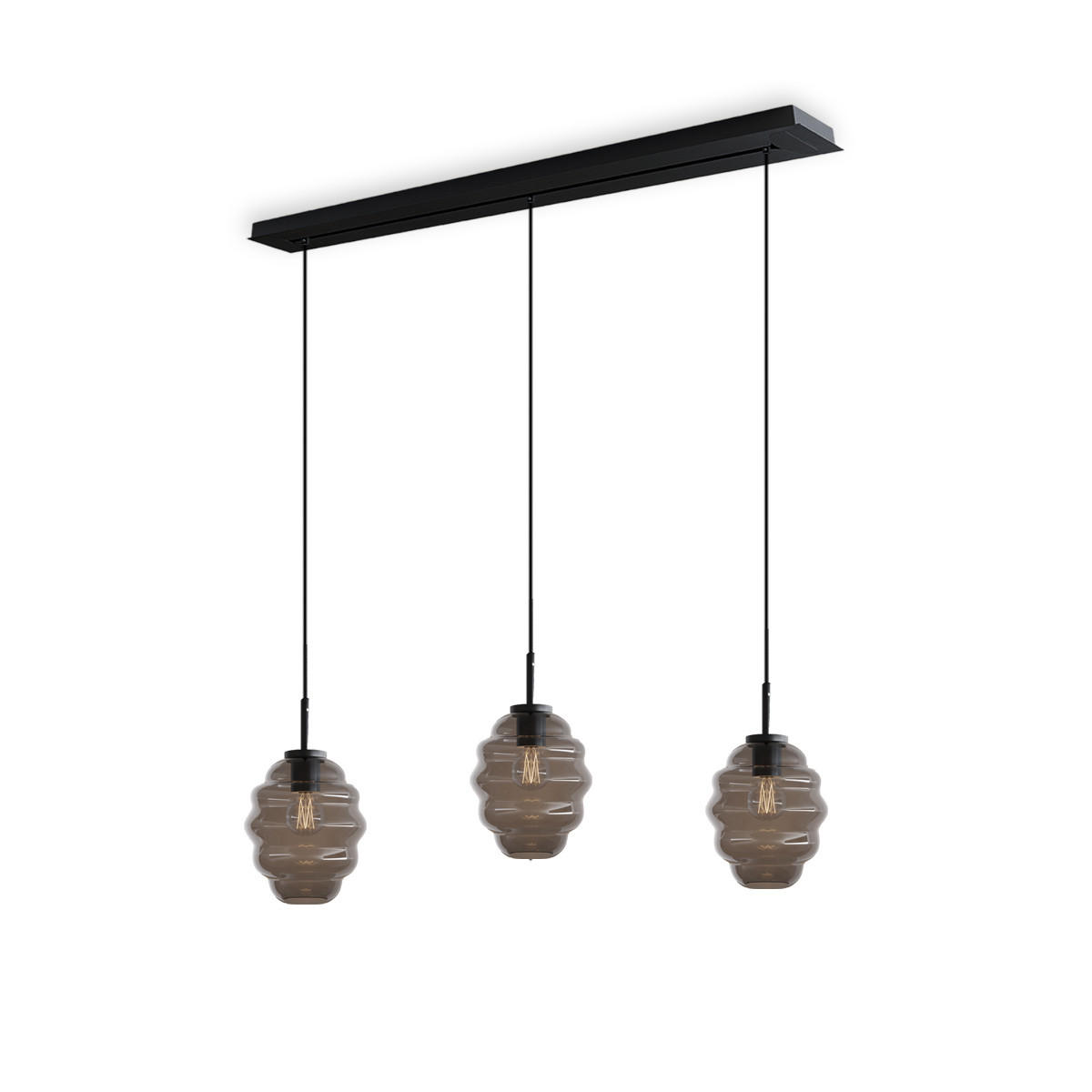 HÄNGELEUCHTE Echos 3-flammig Rauch Ø 18cm - Anthrazit/Schwarz, Glas (18/18/20cm) - s.luce
