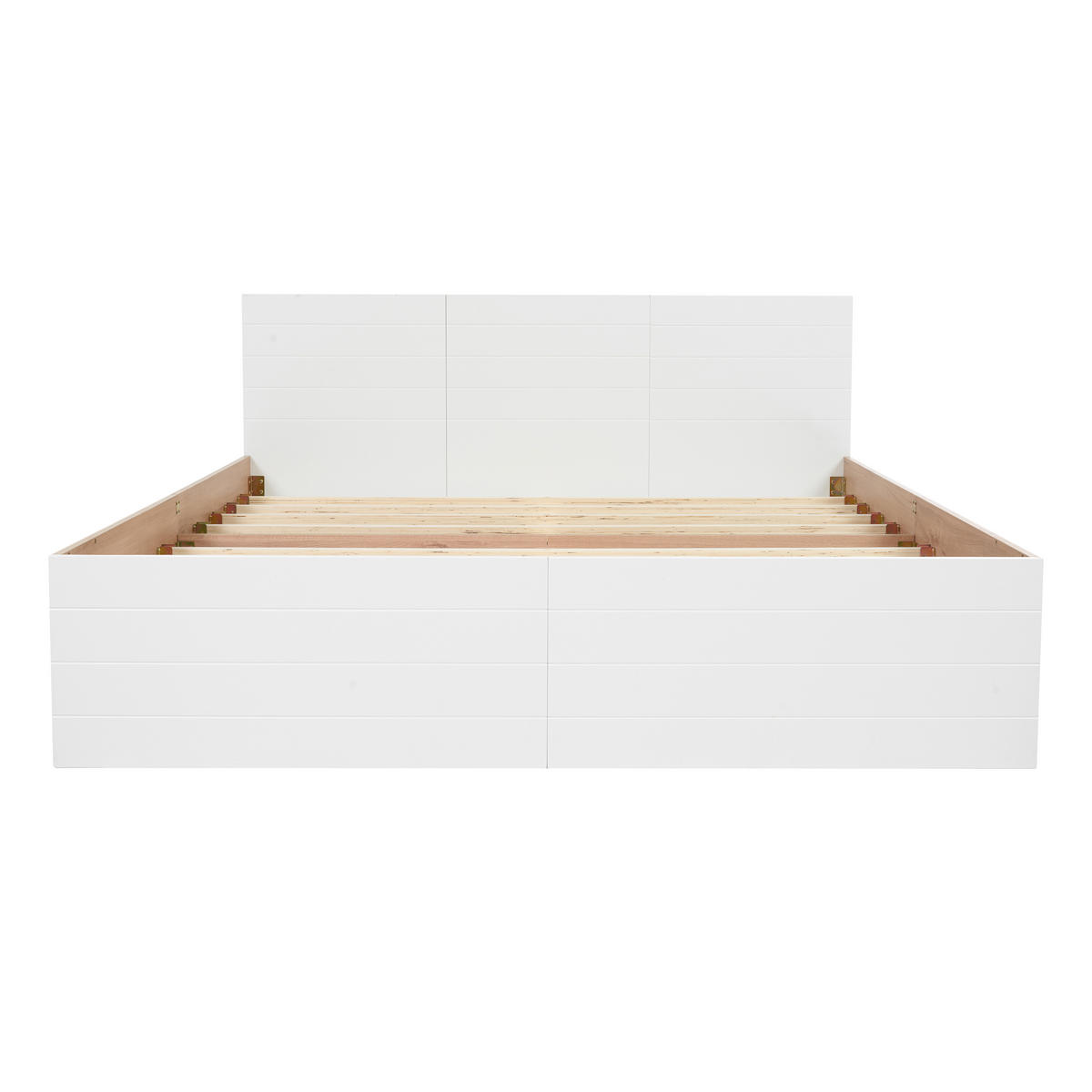 DOPPELBETT 140/200 cm Weiß/Eiche mit 2 Schubladen und Lattenrost - Weiß, Holzwerkstoff (140/200cm) - OKWISH