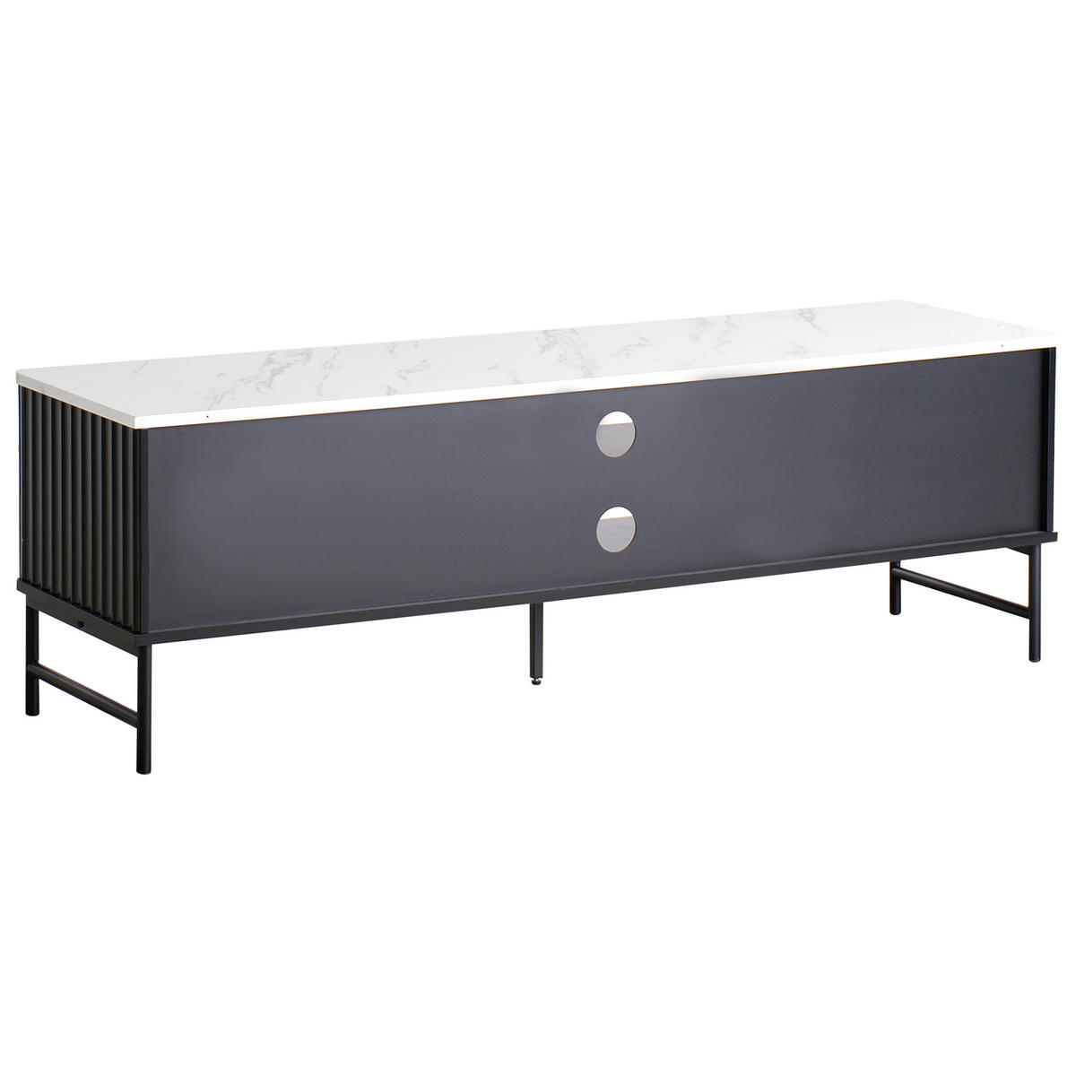 TV-MÖBEL Marmor Optik/Schwarz Glastonbury - Schwarz/Weiß, Holzwerkstoff (140/46/40cm) - Beliani