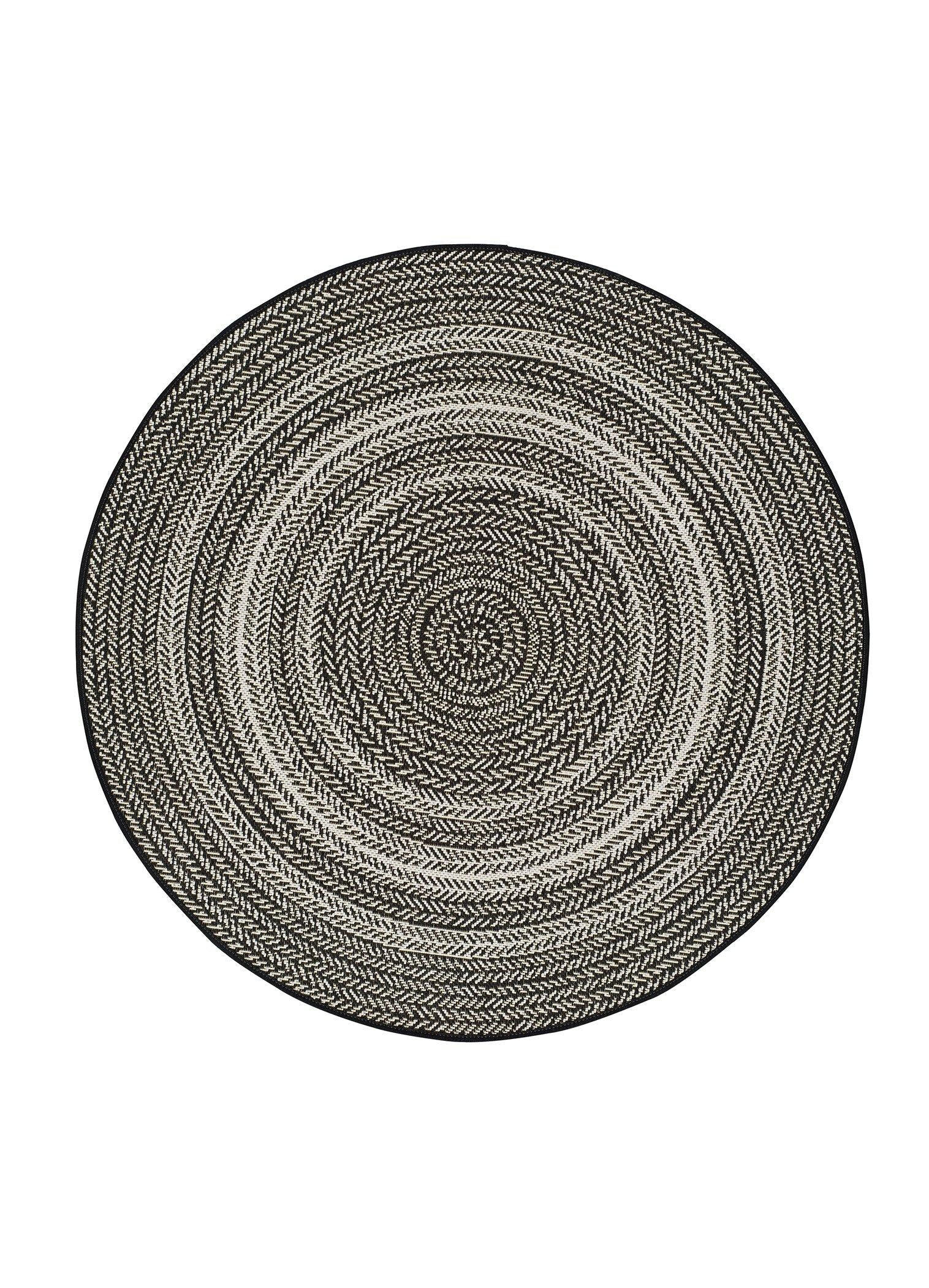 OUTDOORTEPPICH Schwarz Silvana 120Ø cm - Schwarz/Weiß, Textil (120/120cm) - Atticgo