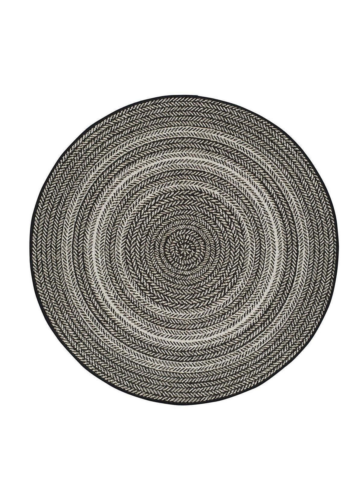 OUTDOORTEPPICH Schwarz Silvana 120Ø cm - Schwarz/Weiß, Textil (120/120cm) - Atticgo