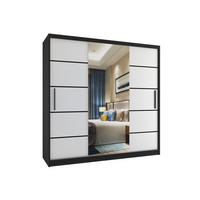 SCHWEBETÜRENSCHRANK Verona MT, Schwarz/Weiß Matt, 200 cm, mit Spiegel - Weiß, Holz (200/216/60cm) - B BELINI GROUP