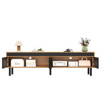 TV-SCHRANK 170/38/47 cm schwarz Spanplatte mit 4 Türen mit Streifendesign - Schwarz, Holzwerkstoff (170/47/38cm) - OKWISH