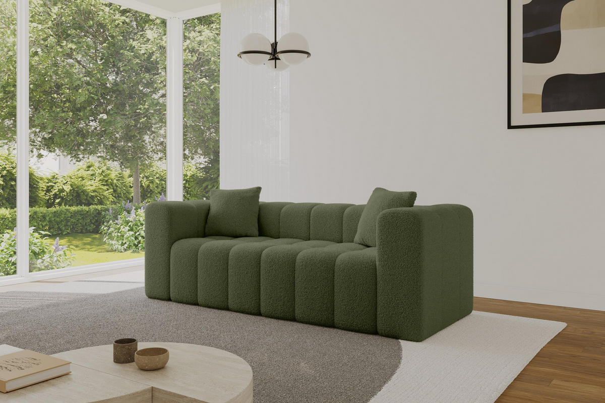 POHOVKA 2-MÍSTNÁ DONY-2 232x90x71 cm Zelená Buklé - černá/zelená barva, kompozitní dřevo/textil (232/71/90cm) - ALTDECOR