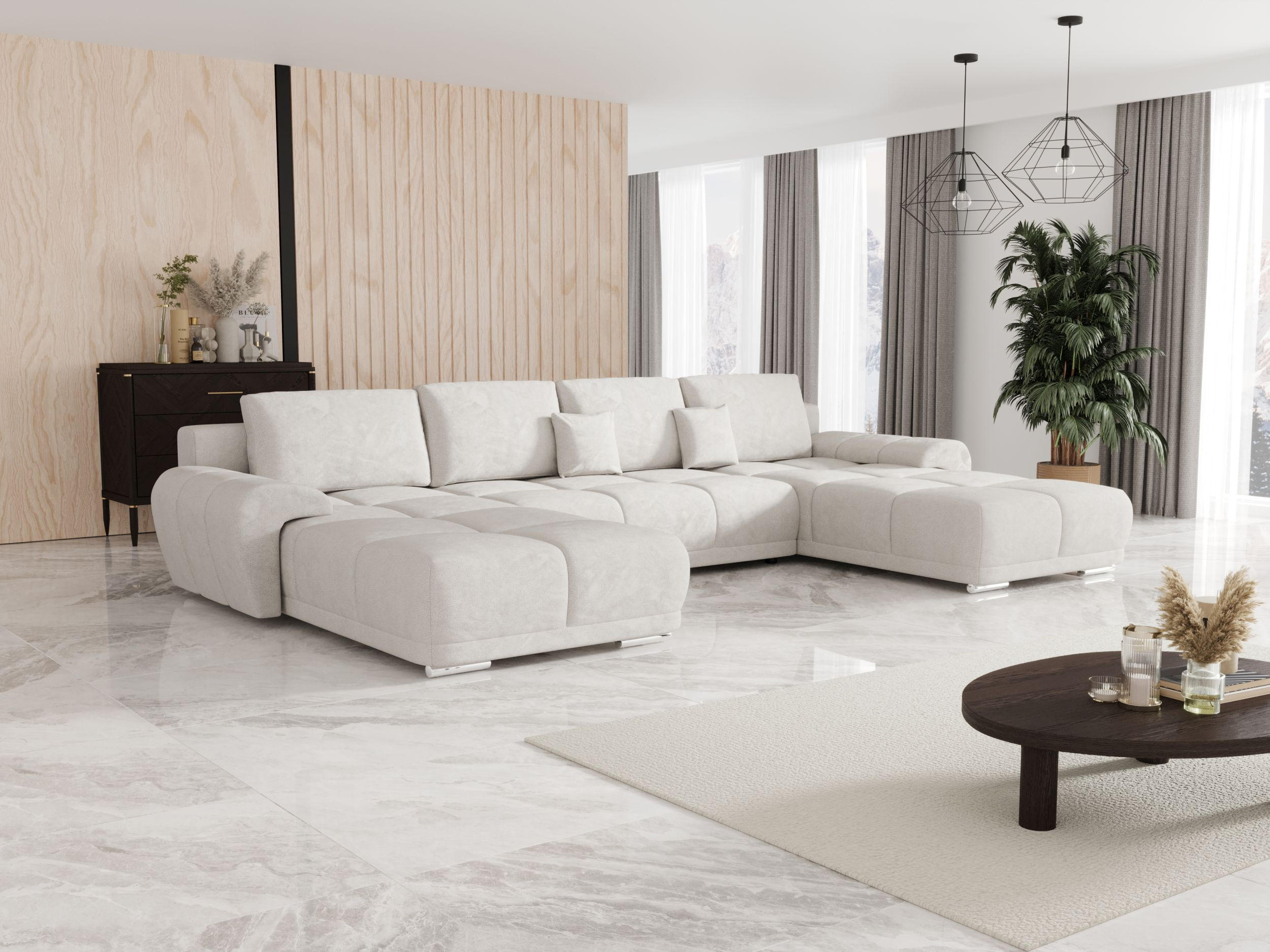 ECKSOFA BEGA U Links TENDER WAY 01 mit Schlaffunktion - Beige, Textil (372/87/185cm) - Bedante