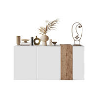 SIDEBOARD 3 Türen Pluton - L181 cm - Naturfarben/Weiß, Holz (180.5/84.3/38cm) - Vente-Unique