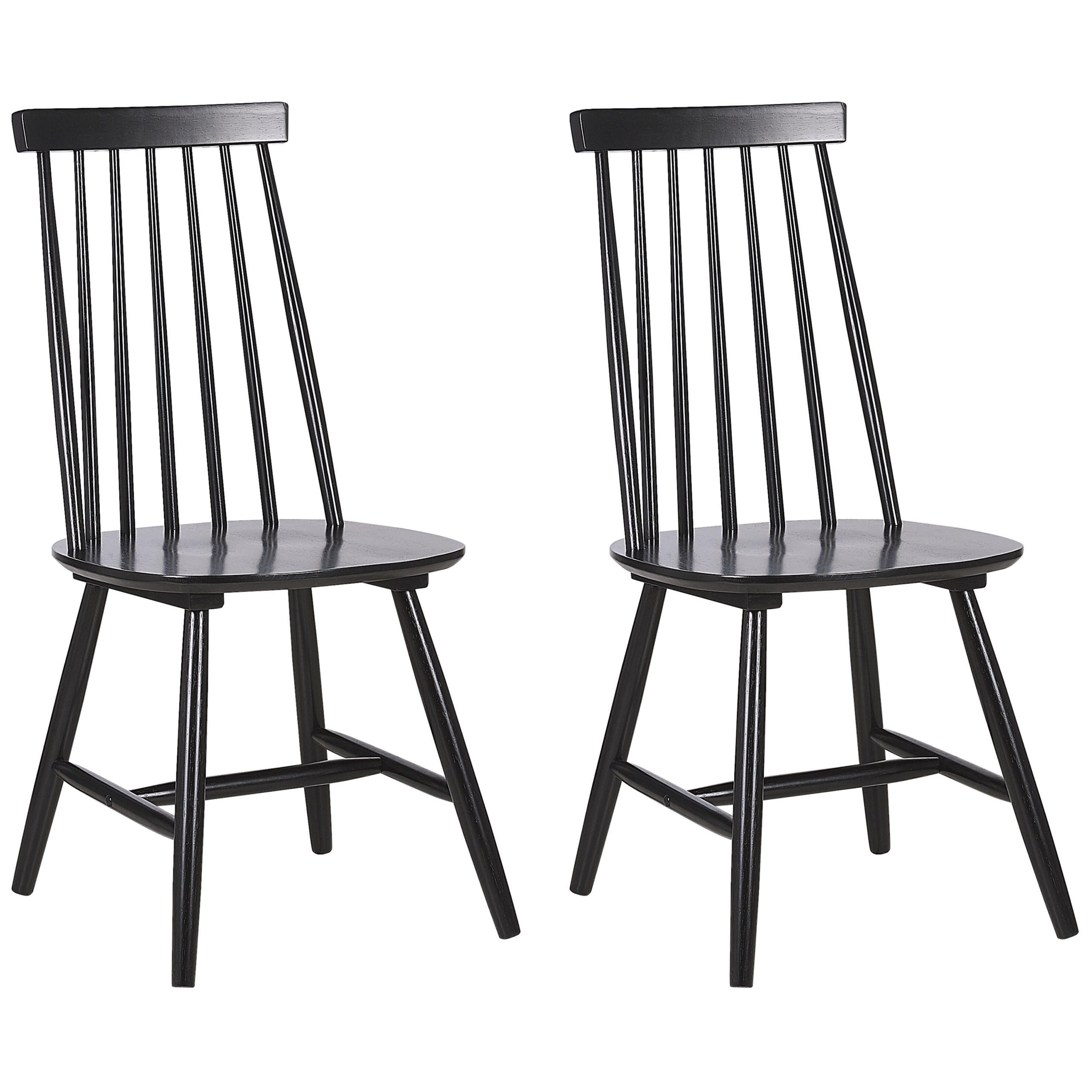 ESSZIMMERSTUHL 2er-Set Gummibaumholz Schwarz Burbank - Schwarz, Holz (45/95/44cm) - Beliani