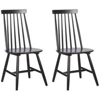 ESSZIMMERSTUHL 2er-Set Gummibaumholz Schwarz Burbank - Schwarz, Holz (45/95/44cm) - Beliani