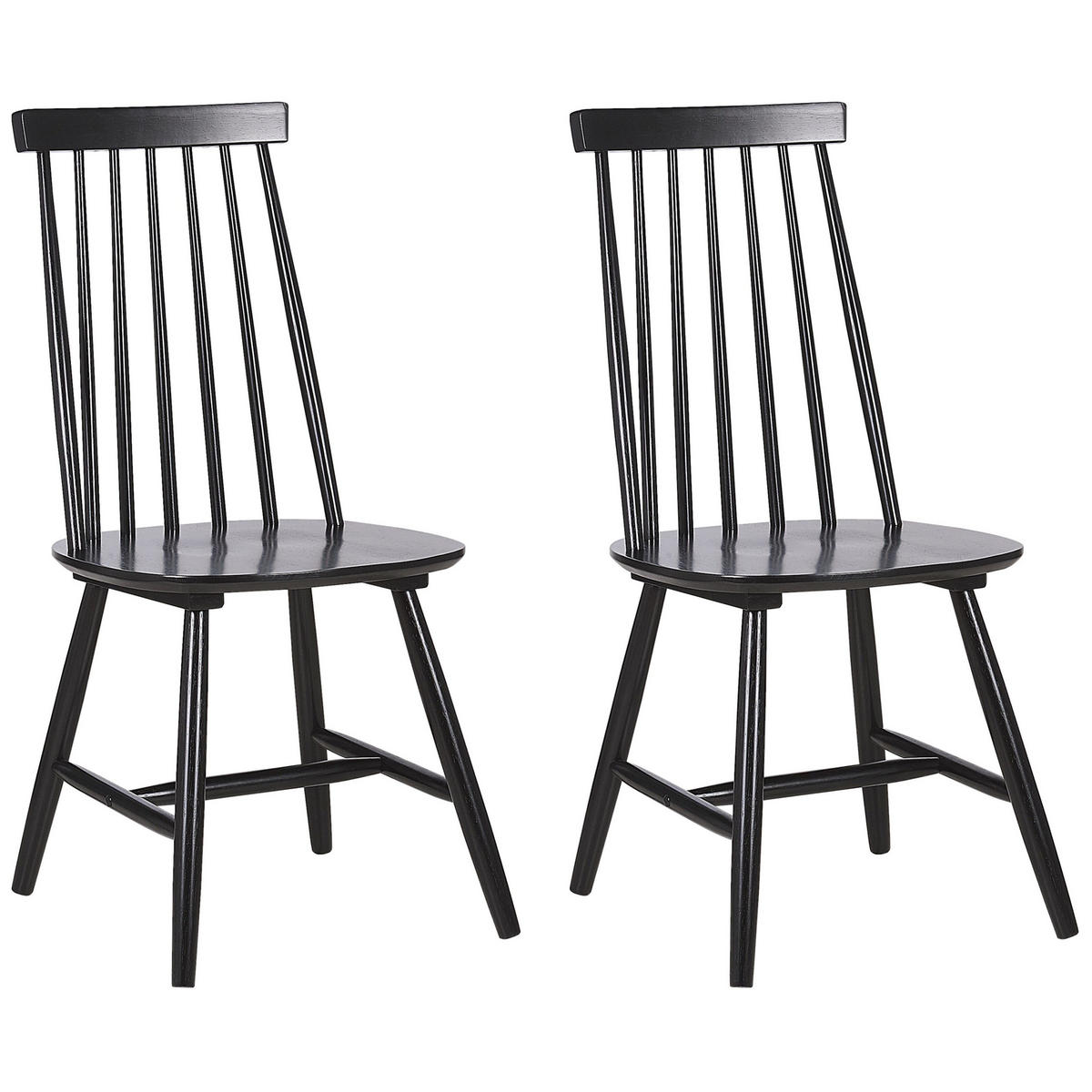 ESSZIMMERSTUHL 2er-Set Gummibaumholz Schwarz Burbank - Schwarz, Holz (45/95/44cm) - Beliani