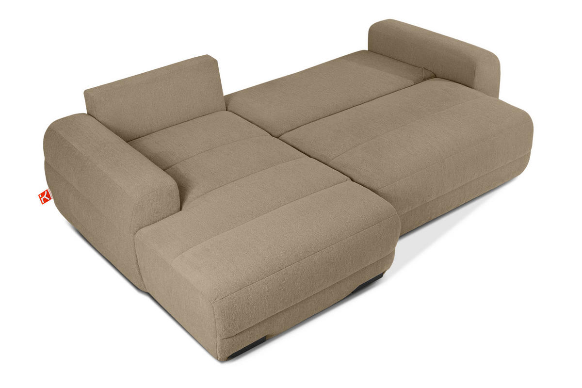 ECKSOFA LINKS BLUME, Dunkelbeige - Beige, Holz/Holzwerkstoff (271/164cm) - KONSIMO®