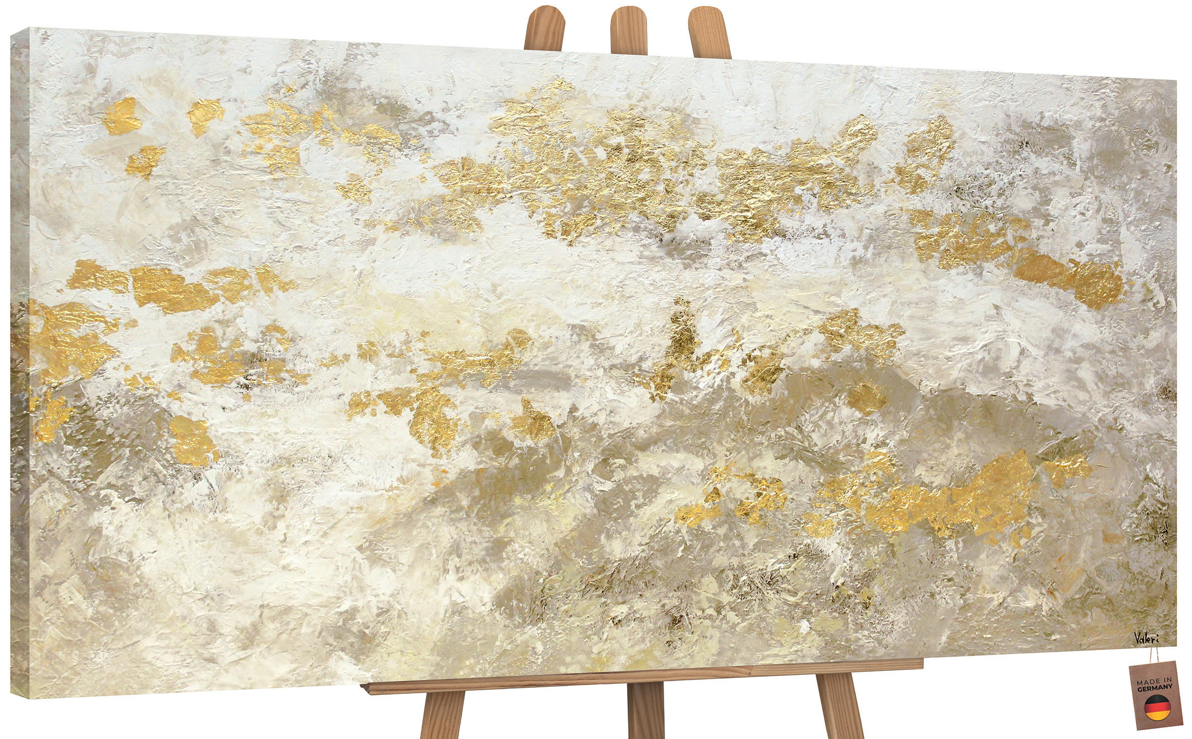 GEMÄLDE Glänzendes Gold auf Keilrahmen 200x100 cm - Goldfarben, Holz (200/100cm) - YS-art gallery