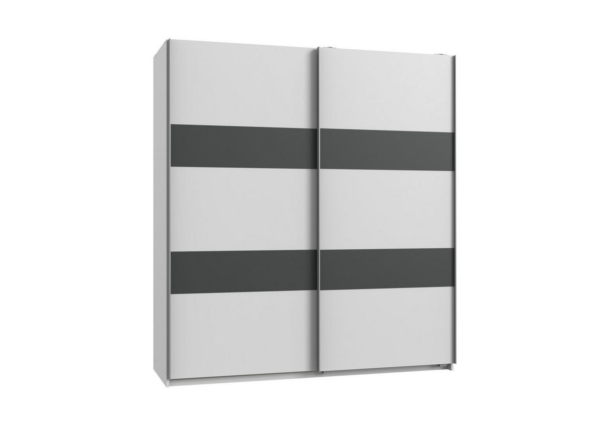 KLEIDERSCHRANK Chess in Weiß und Grafit - Schwebetürenschrank 135 cm Breite - Weiß, Holzwerkstoff (135/198/65cm)