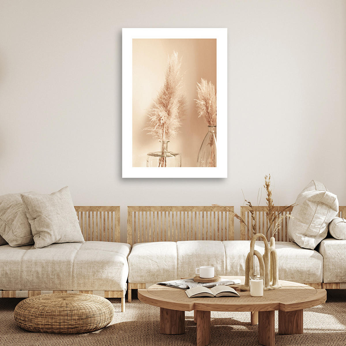 WANDBILD pampasgras in einer vase - Beige, Textil (40/60cm) - Feeby