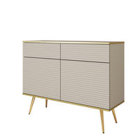 SIDEBOARD BANFF KOM3-2D2S Goldene Metallbeine, geriffelte Fronten, Beige - Beige, Holzwerkstoff/Kunststoff (107/85/39cm) - Komodee