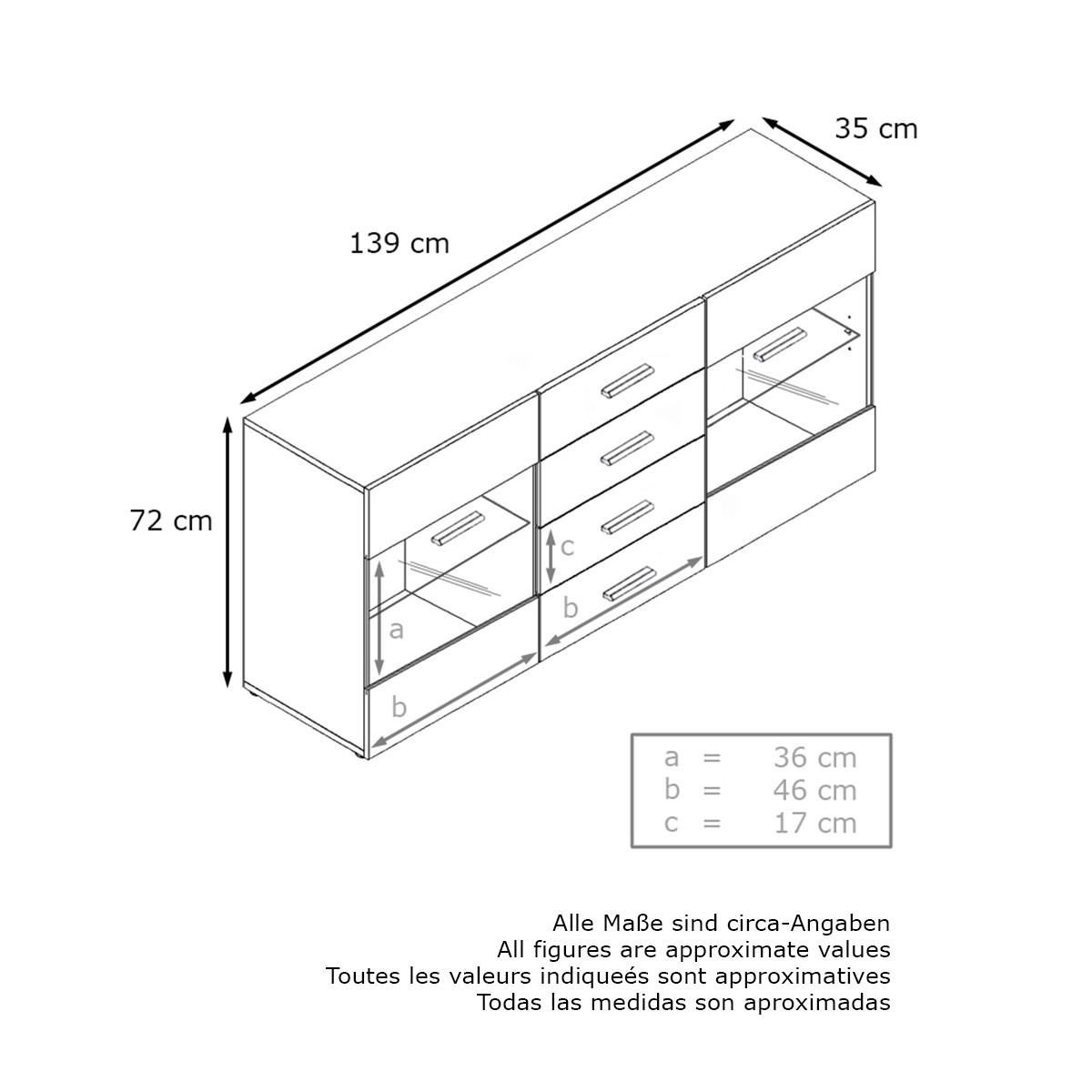 SIDEBOARD Carlos Sandgrau Hochglanz - Sandfarben, Holzwerkstoff (139/72/35cm) - Vladon