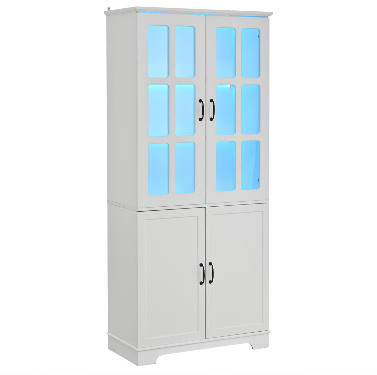 VITRINENSCHRANK 80 x 38 x 180 cm Weiß mit 4 Türen Landhausstil - Weiß, Holzwerkstoff (38/180/80cm) - Beauniv