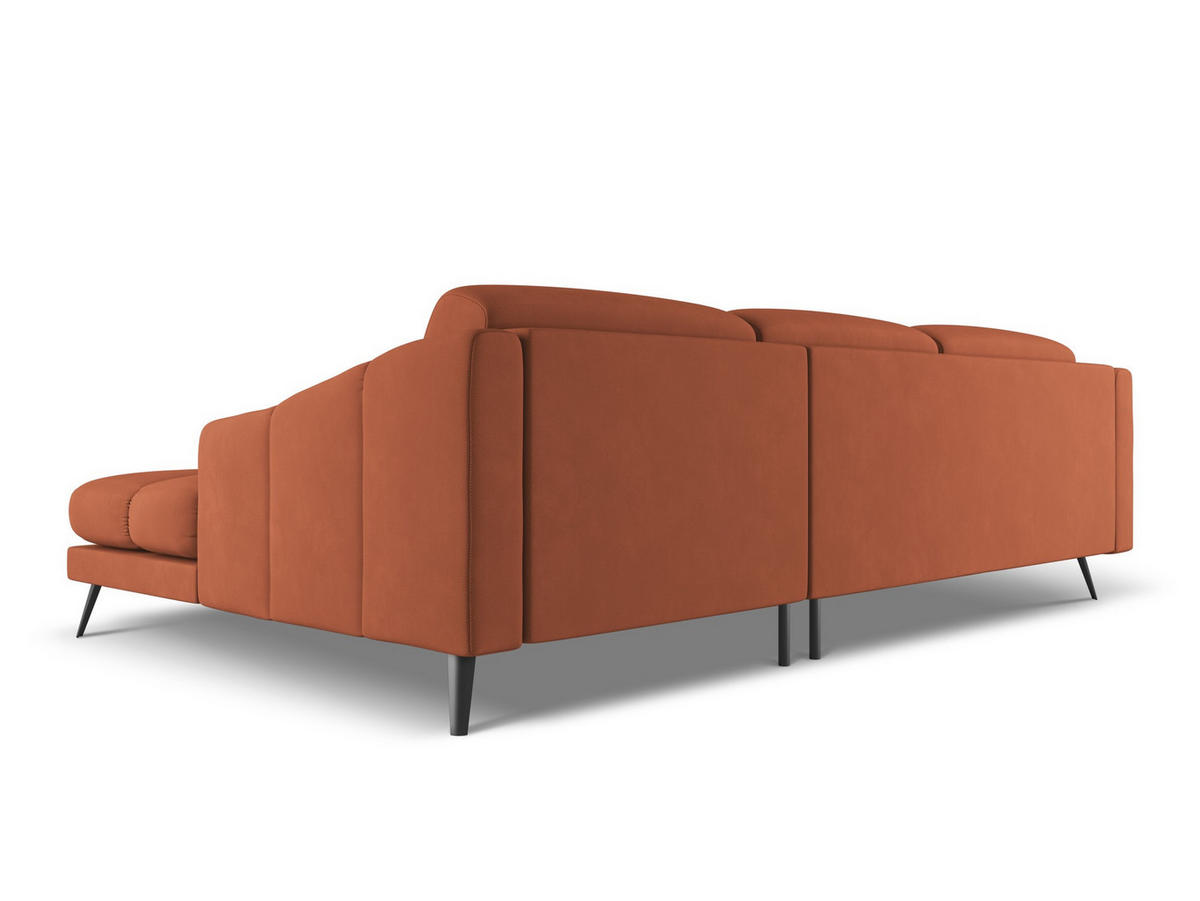 ECKOSFA Rechts Chenille Stoff Orange - Terra cotta/Schwarz, Kunststoff/Textil (264/160cm) - Makamii