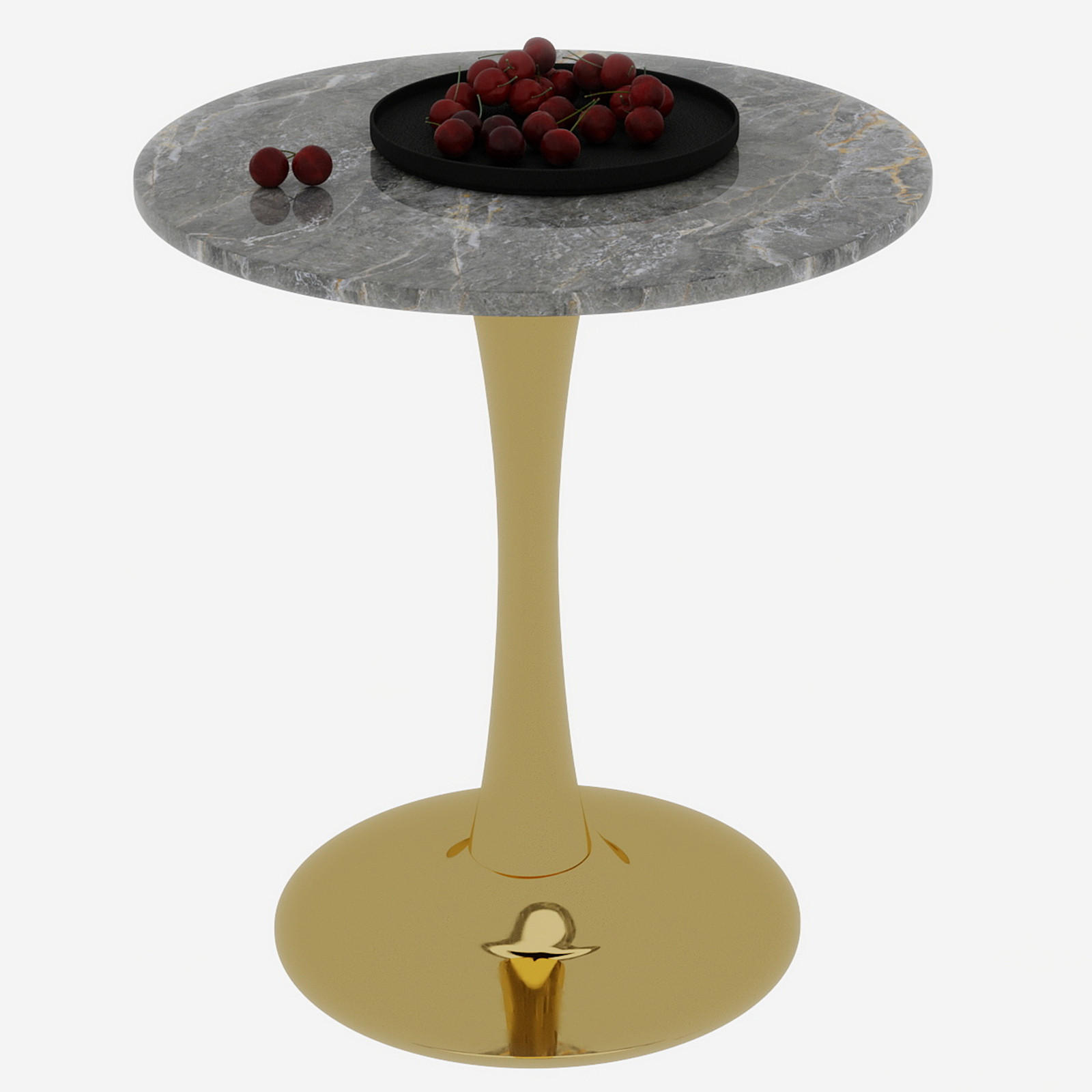 COUCHTISCH Rund 70/70/72 cm Gold aus Kunstmarmor mit hoher Gestelloptik - Goldfarben, Stein (70/70/72cm) - OKWISH