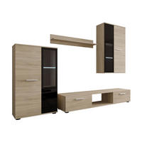 WOHNWAND Salsa mit blauer LED Beleuchtung - Silberfarben/Sonoma Eiche, Holzwerkstoff (235/180/41cm) - MIRJAN24
