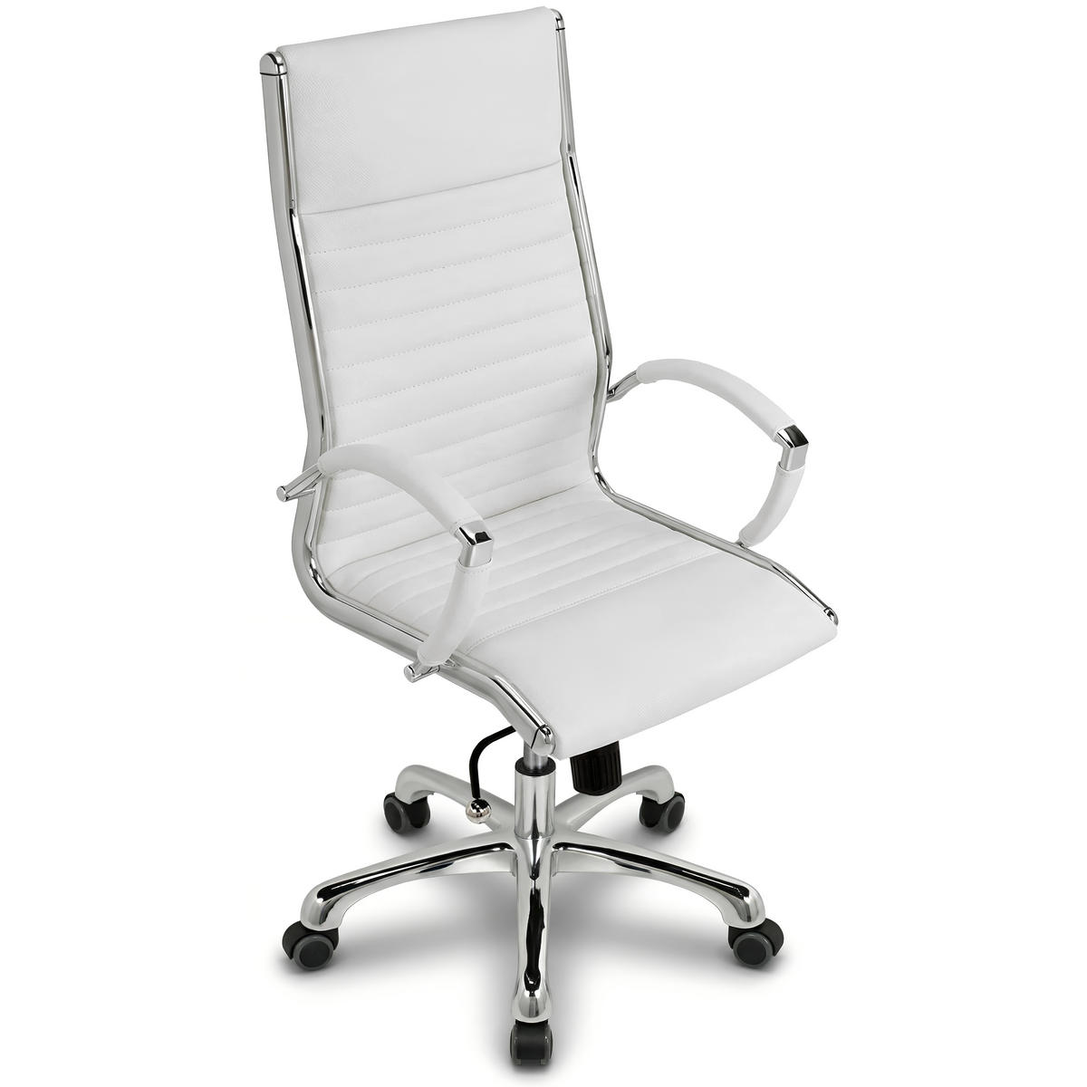 BÜROSTUHL Montreal Echtleder Weiss – ergonomisch, 150 kg belastbar, Sitzhöhe 52-64cm - Weiß, Leder/Metall (60/121/60cm) - Versee