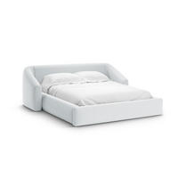 BETT mit Bettkasten und Kopfteil Campi aus strukturiertem Stoff hellgrau 200x200cm - Hellgrau, Textil (200/200cm) - Cosmopolitan Design