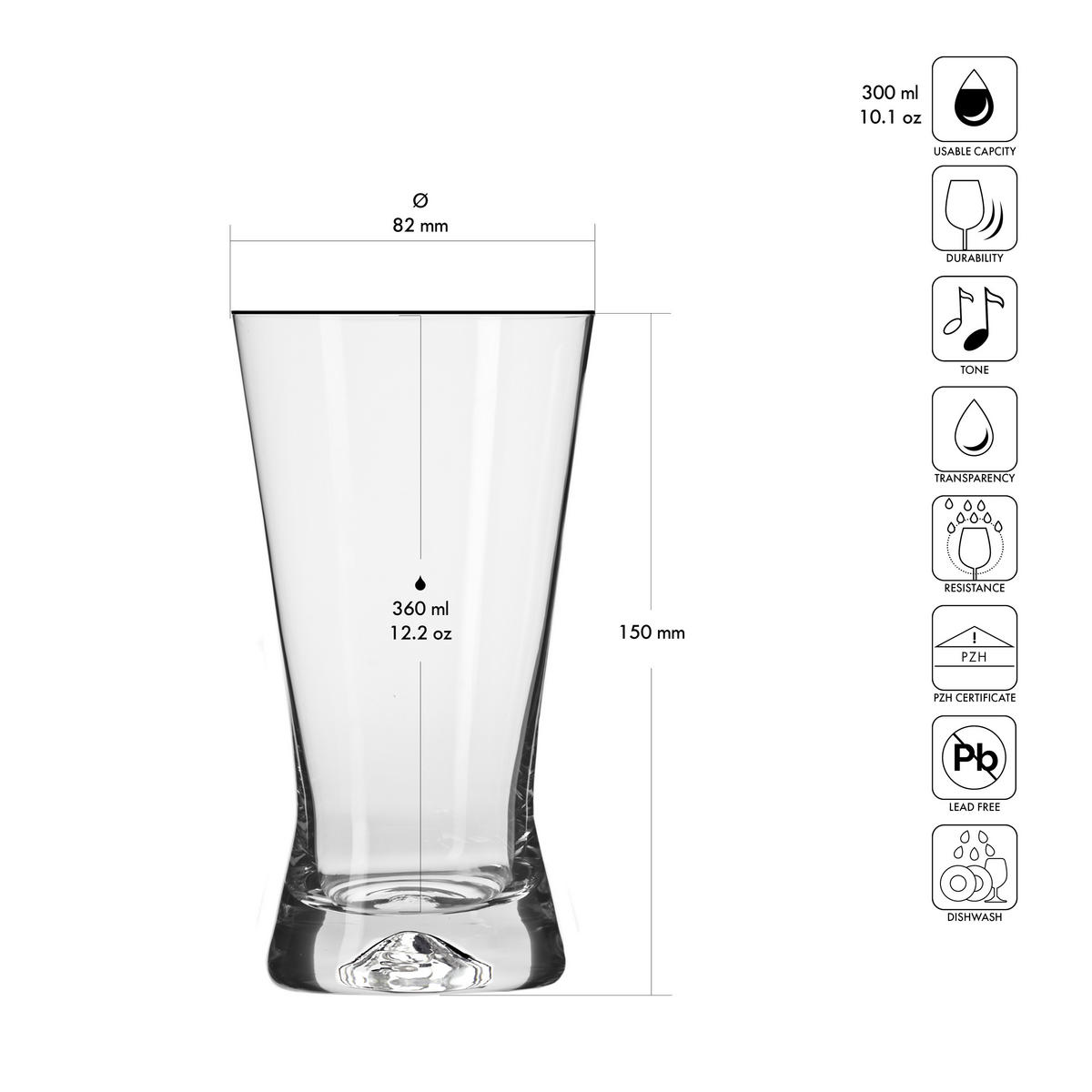 WASSERGLÄSER X-Line, 6er-Set, 360 ml - Transparent, Glas (0.36L) - Krosno Glass