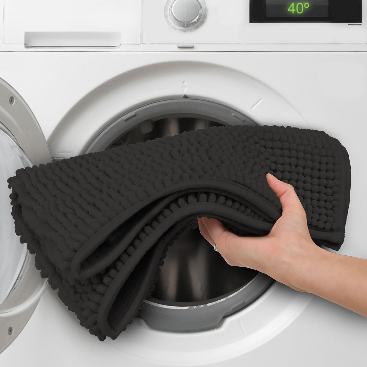 VORLEGER MATTE BeauMare WR 70/100cm Schwarz - Schwarz, Textil (70/100cm) - Beautissu 