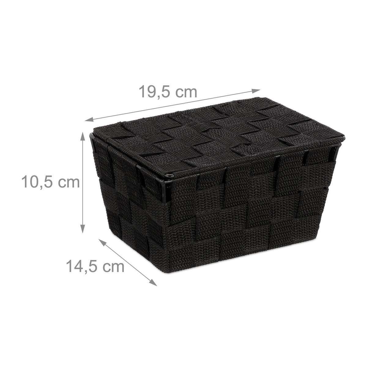 AUFBEWAHRUNGSKORB - Schwarz, Kunststoff/Metall (19.5/10.5/14.5cm) - Relaxdays