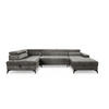 WOHNLANDSCHAFT Arkucio U Grau 345/200/95 cm – großes Sofa mit Schlaffunktion R - Schwarz/Grau, Textil/Metall (345/95/200cm) - AX Living