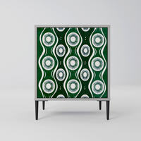 SIDEBOARD GREEN EYES, Grau, 57,5x42x72,5 cm, Schwarze Metallfüße - Multicolor/Schwarz, Holzwerkstoff/Metall (57.5/72.5/42cm) - SpaceRebels