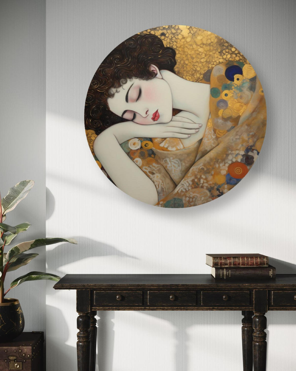 RUNDES BILD Gold 80/80 cm - Goldfarben, Textil (80/80cm) - KUNSTLOFT