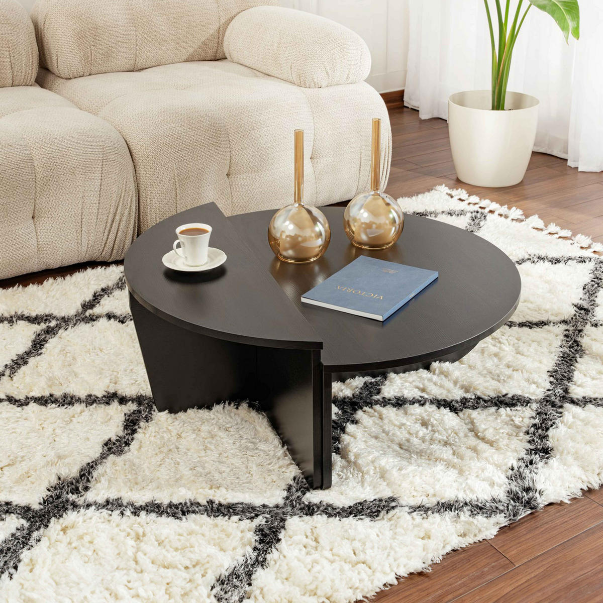 COUCHTISCH, Schwarz - Schwarz, Holz (90/90/35cm) - Oviala