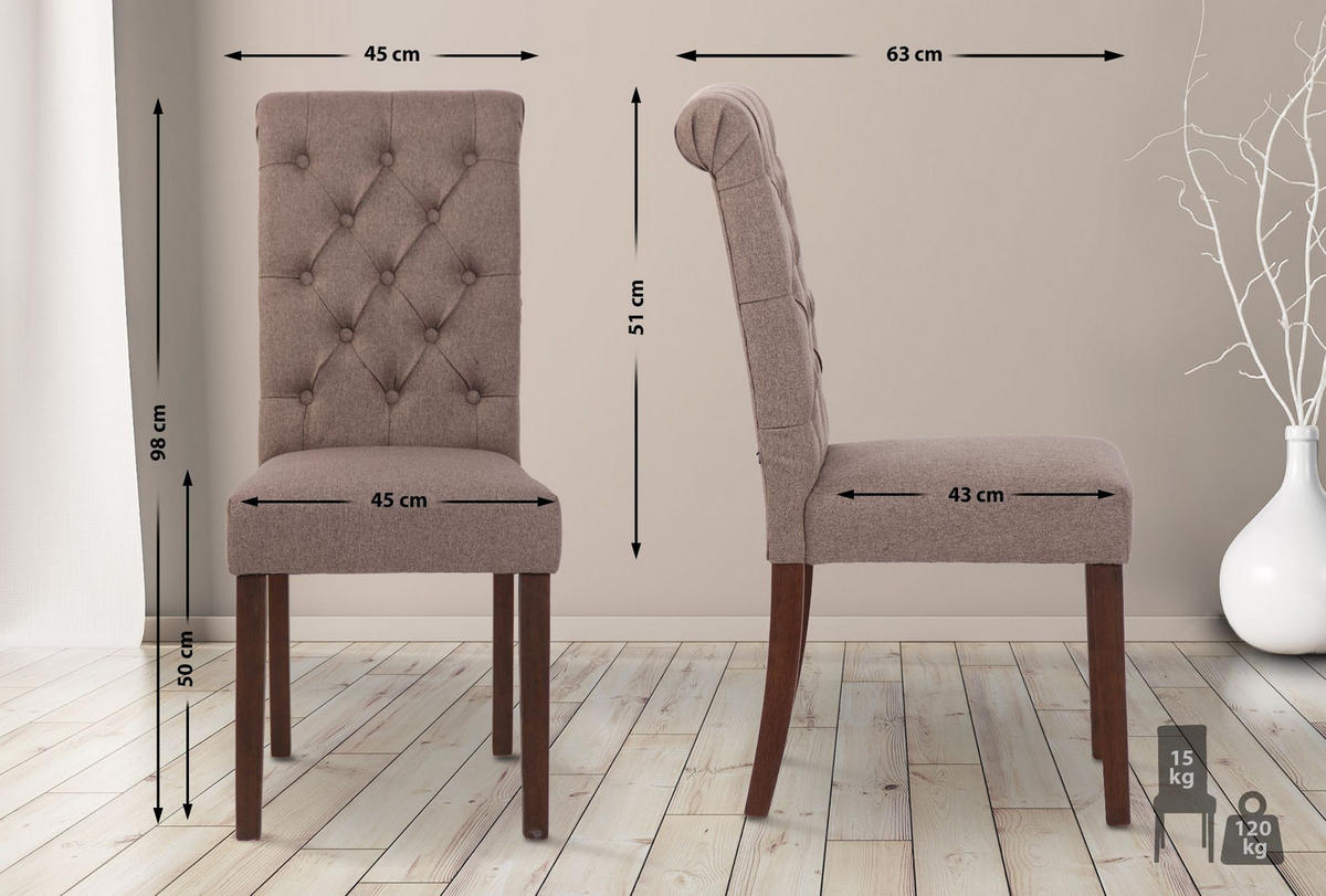 ESSZIMMERSTUHL Lisburn 98x45x63 cm taupe - Taupe, Textil (45/98/63cm) - furnicato