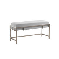 POLSTERBANK LAMO 80 cm Hellgrau, Verchromtes Gestell - Chromfarben/Hellgrau, Textil/Metall (80/45/35cm) - Bettso
