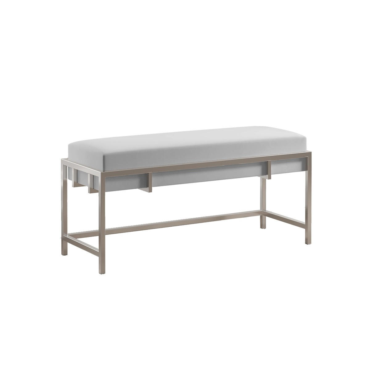 POLSTERBANK LAMO 80 cm Hellgrau, Verchromtes Gestell - Chromfarben/Hellgrau, Textil/Metall (80/45/35cm) - Bettso