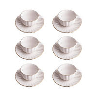 TASSE Melida mit Untertasse 0,2 l 6-er Set - Weiß, Keramik (0.2L) - Homla