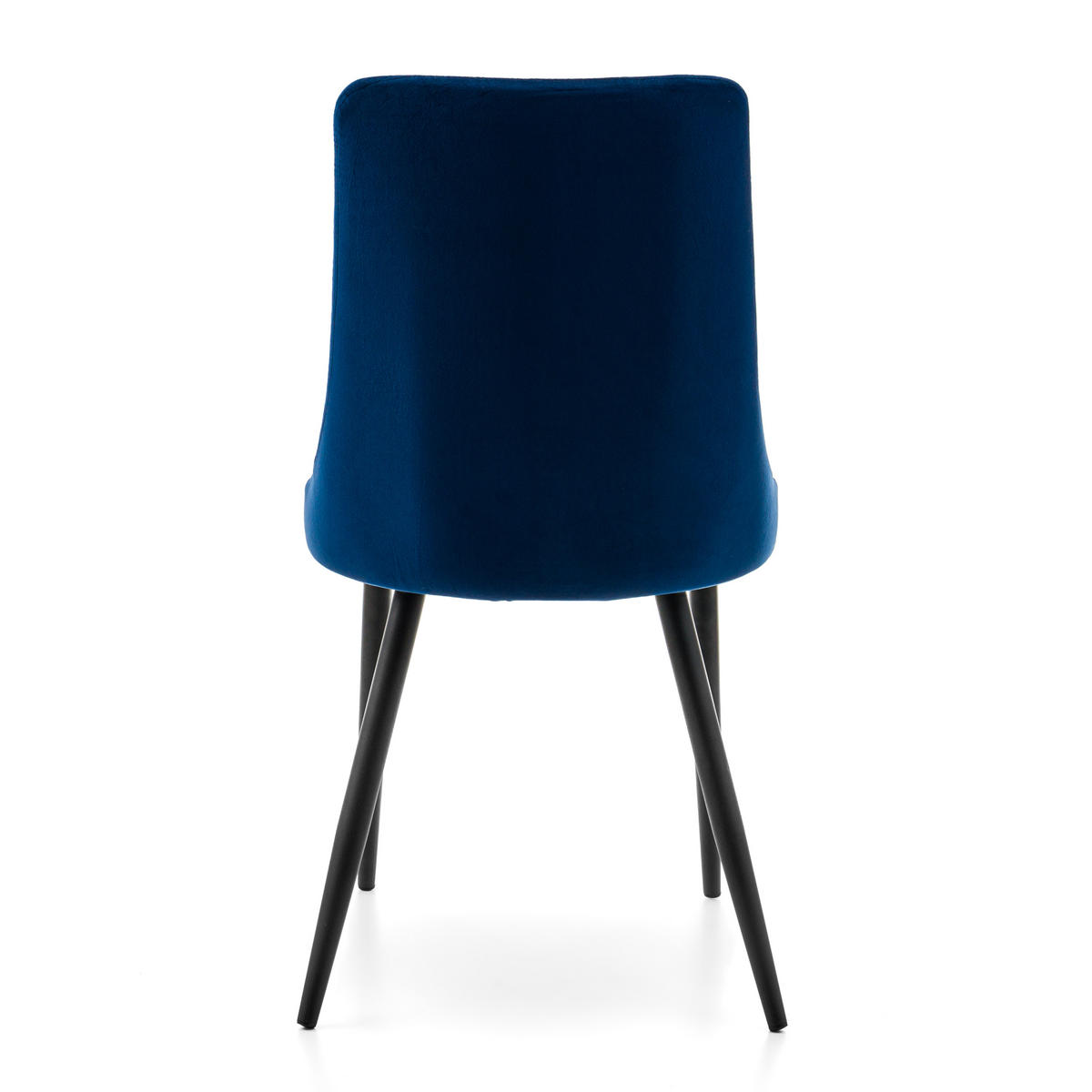 STUHL UNO gepolstert - dunkelblau - Samt Velours - Schwarz/Dunkelblau, Textil/Metall (48/95/57cm) - NEW HOME