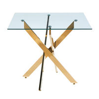 ESSTISCH 80/80/75 cm goldfarben aus Glas und Metall mit Kreuzgestell - Goldfarben, Metall (80/80/75cm) - OKWISH