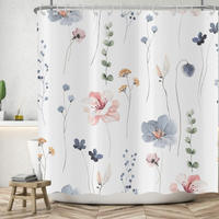 DUSCHVORHANG Blumen Muster beschwerter Saum schimmelresistent wasserabweisend waschbar Polyester fürs Badezimmer Badewanne - Weiß, Textil (200/180cm) - MCBOSON