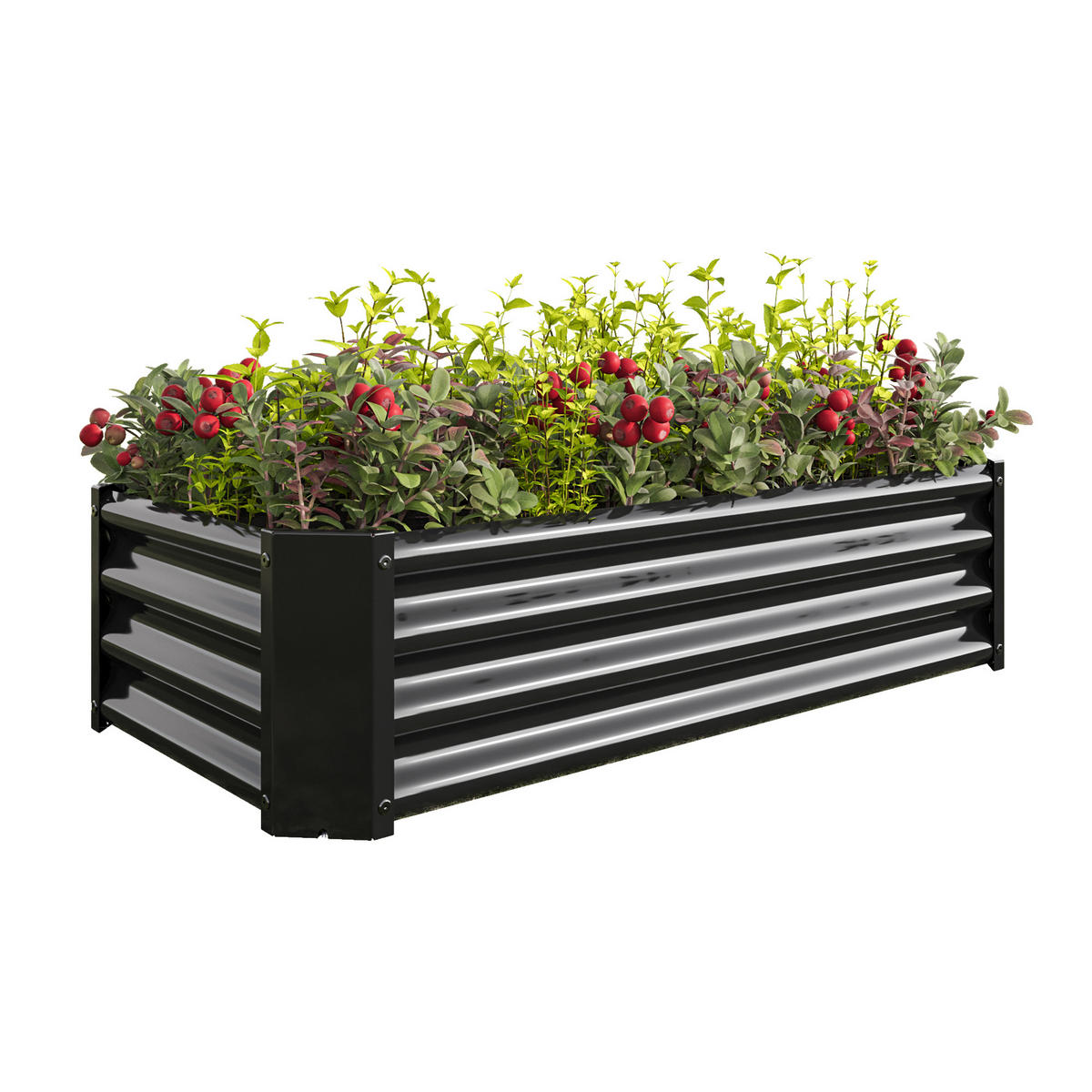 HOCHBEET 120/90/30 cm Schwarz (ohne Boden) - Schwarz, Metall (60/30/120cm) - Oxeza