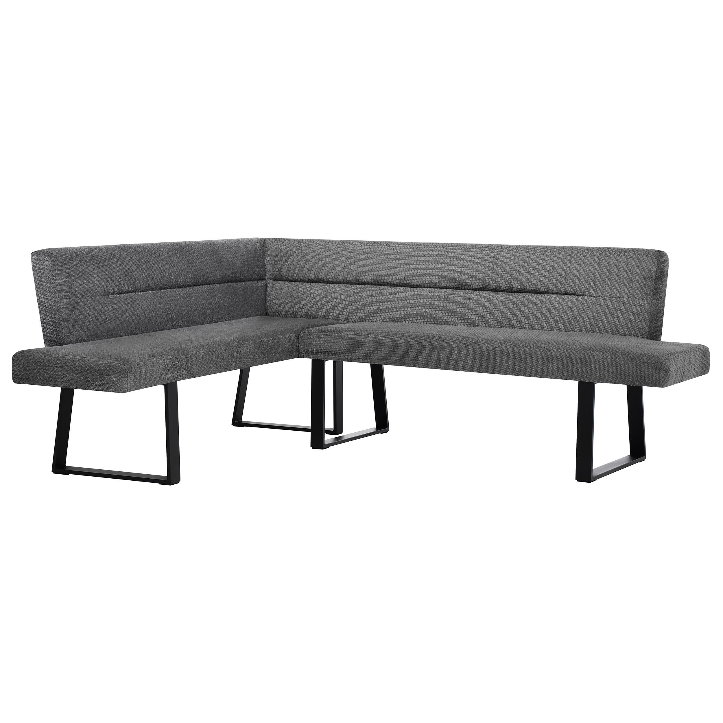 ECKBANK Cresto 212x173 cm, mit Metallbeinen, Egon-Stoff, Grau - Schwarz/Grau, Metall (212/173cm) - Beautysofa