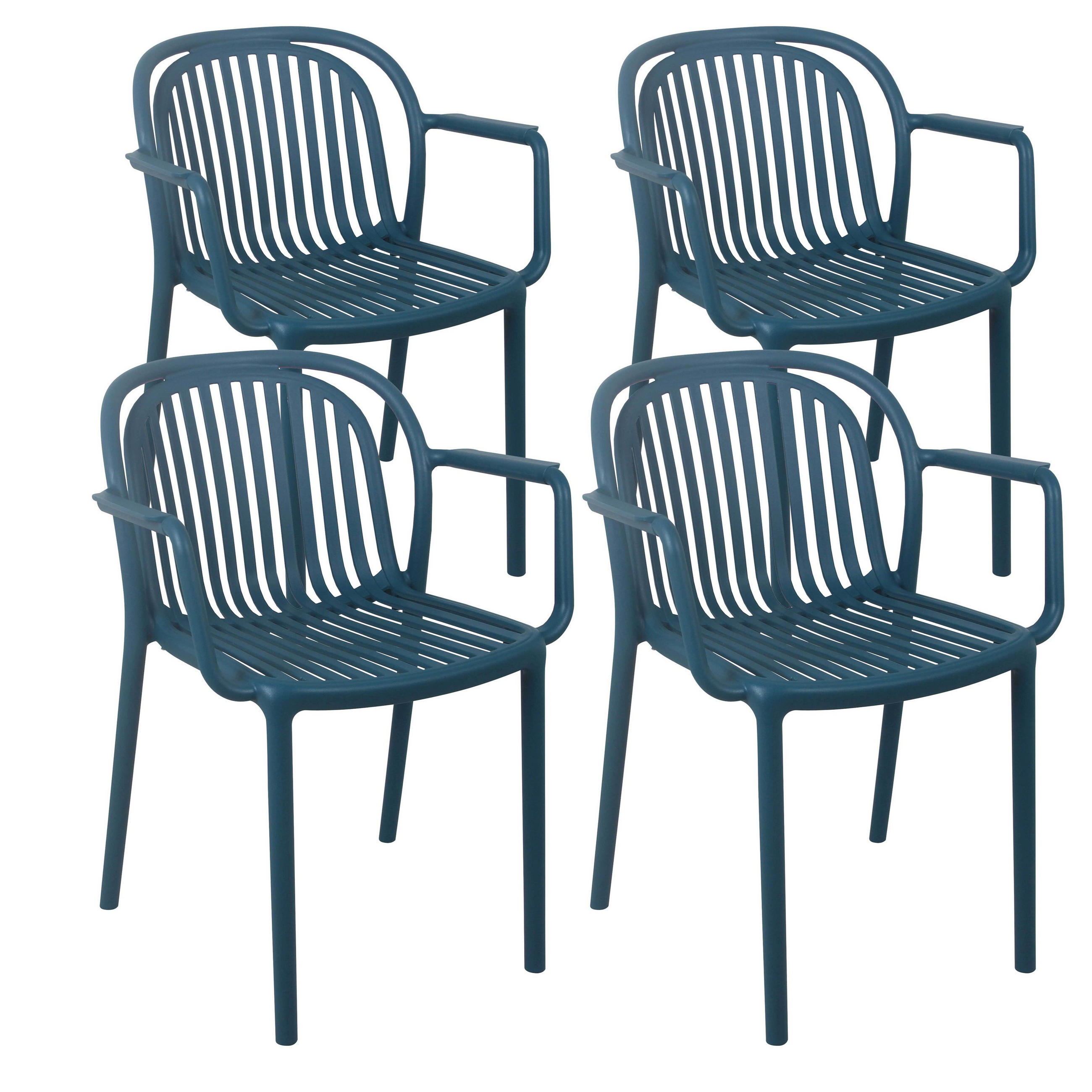 GARTENSTUHL 4-tlg., Blau - Blau, Kunststoff (57/58cm) - Oviala