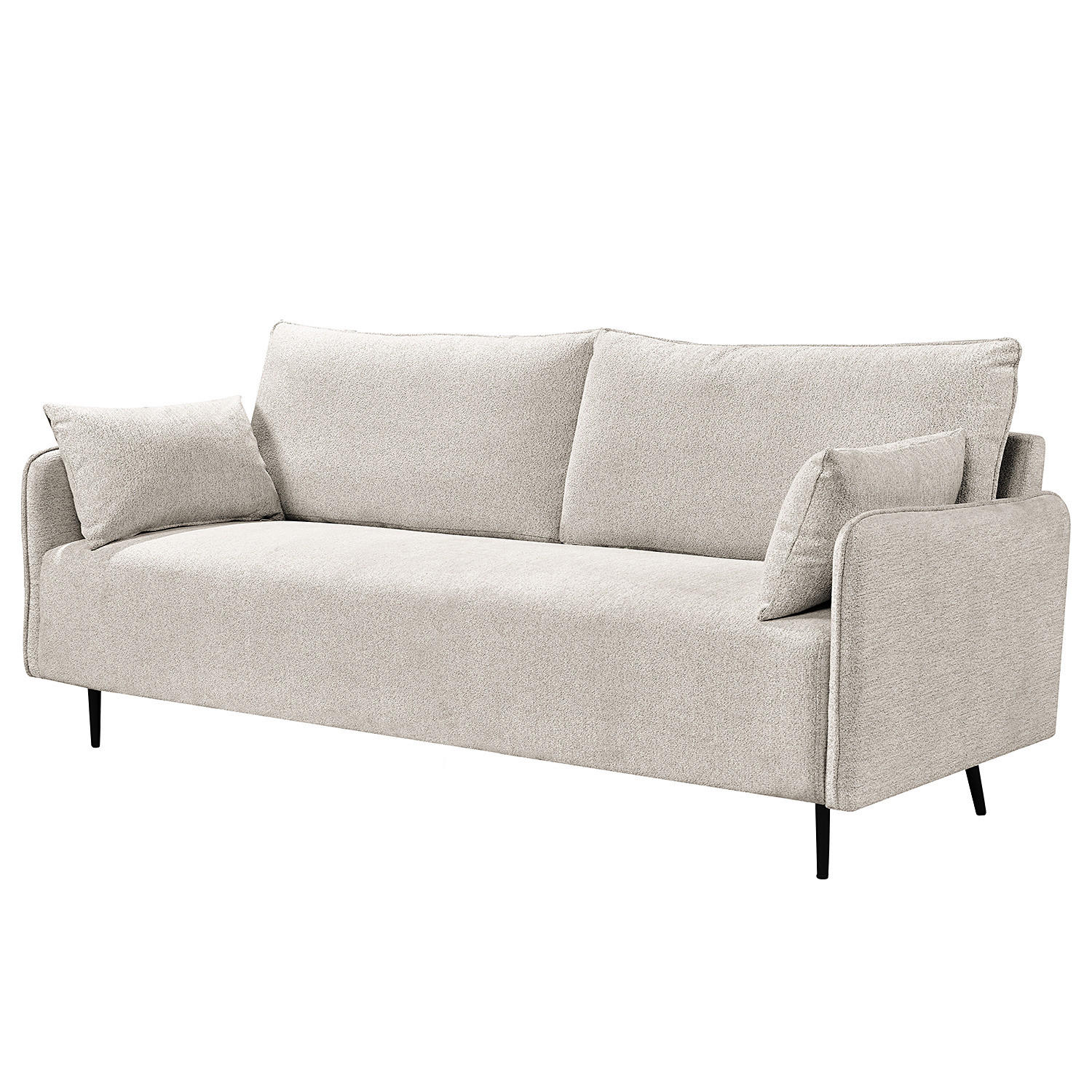 3-SITZER SOFA - Webstoff - Taupe/Schwarz, Textil (193/87/83cm) - home24
